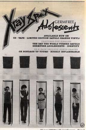 X-Ray Spex - Germ Free Adolescents LP Advert 2